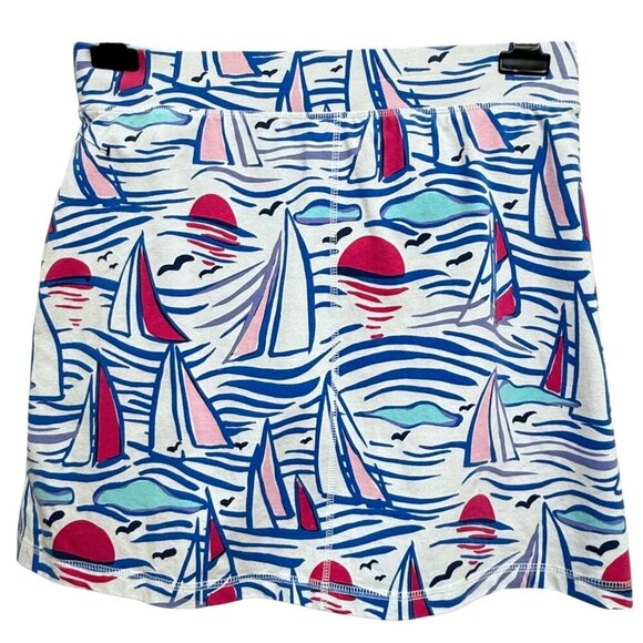 TALBOTS Skort Sailboats Skirt Medium Petite Blue White Preppy Golf Beach Pull On - Picture 3 of 8